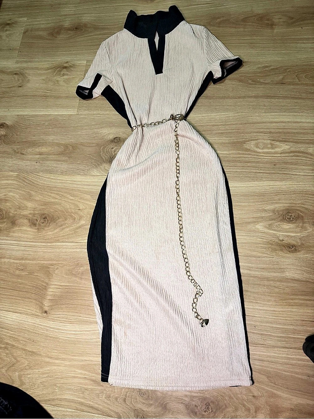 Color Block Maxi Dress in Pink & Black